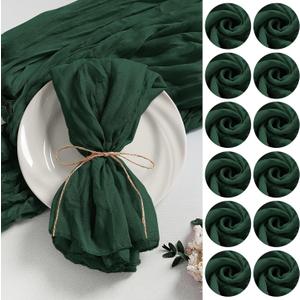 LZY 120 Pack Gauze Cheesecloth Napkins 20x20 Inch Dinner Cloth Napkins, Soft Boho Table Napkins Rustic Wrinkled Cheese Cloth Napkins Bulk for Wedding Party Baby Shower Event Decor (Emerald Green)
