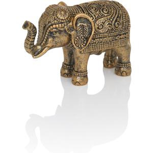 Small Elephant Statue Home Decor, Symbol of Luck and Prosperity, 4 inch Resin Antique Gold Accent Good Lucky Elephant Housewarming Gifts for Women Men Office Desk Decoration