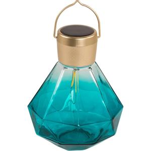 Allsop Home & Garden Gem Light an Outdoor Weatherproof Hand Blown Glass Solar Lantern. Warm Light LEDs, and Easy to Hang Frame, (Emerald)