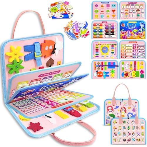 Exorany Busy Board Montessori Toys for 1 2 3 4 Year Old Girl & Boy Birthday Gifts, Busy Book Learning Sensory Easter Toys for Toddlers 1-3 2-4, Toddler Travel Educational Activities Fine Motor Skills