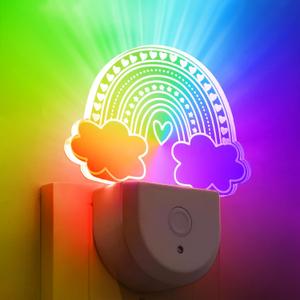 2 Pcs Rainbow Night Light for Kids Plug into Wall 8 Color Changing Baby Rainbow Night Light with Dusk to Dawn Sensor for Girl Children Nursery Toddler Bedroom Decor Birthday Gifts