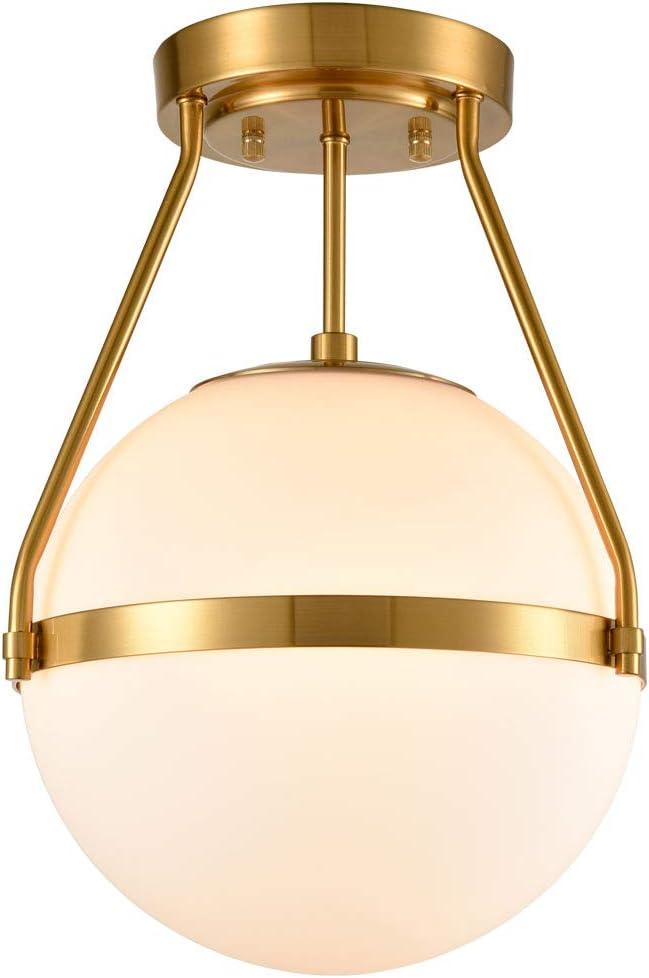 HOLKIRT Mid Century Modern Globe Semi Flush Mount Ceiling Light Fixture, 1-Light 10 Inch Globe
