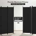 Kokorona 4 Panel Room Divider, 6FT Tall Folding Privacy Screen Wall Dividers, Portable Privacy Screen Freestanding Room Divider for Room Separation, Included - Cover Strips, Black, 88''W x 71''H