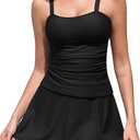 ZAFUL Women Modest Tankini Swimsuit Vintage Two Piece Tummy Control Bathing Suit Ruched High Waisted Swim Skirts Swimwear, M