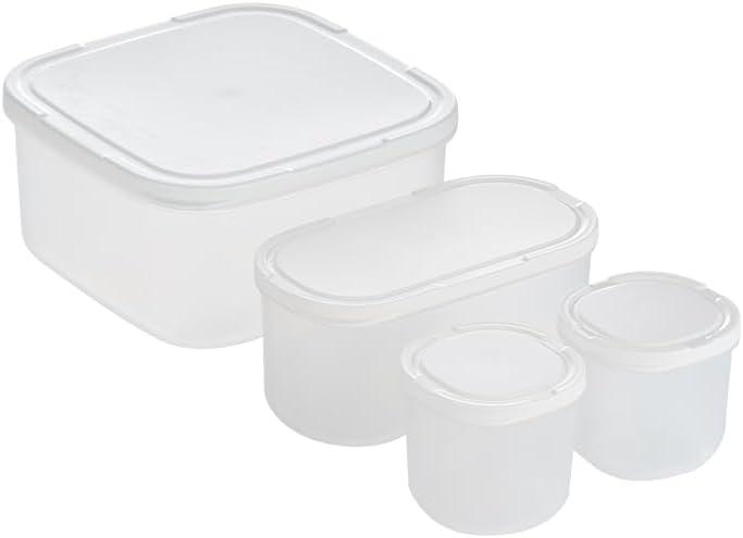 4-Piece Nesting Food Storage Containers with Lids, BPA-Free Stackable Space Saving Kitchen Set for Meal Prep & Organization (150ml+150ml+500ml+1350ml, White Lid)