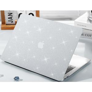 KEROM Glitter Case for MacBook Air 13 inch 2025-2022 M4 M3 M2 A3240 A3113 A2681, Luxury Bedazzled Shiny Bling Sparkle Textured PU Leather Hard Shell & Keyboard Cover for Mac Air 13.6 inch Case, White
