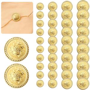 40 Pc Metal Button Set Gold Blazer Buttons Sewing Women's Vintage Brass Emblem Shank Buttons Men's Suits Jeans Jacket Sport Coat