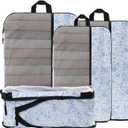U+U 4 Set Compression Packing Cubes - Ultralight Travel Organizers, Space-Saving Suitcase Organizer, Expandable Packing Cubes for Travel, Business Trip and Family Vacation (Blue Flower)