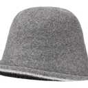 Women Warm Vintage Bucket Hats Fashion Fedora Cloche Cap Classic Felt Bowler Hat Outdoor Fall Winter (Grey)