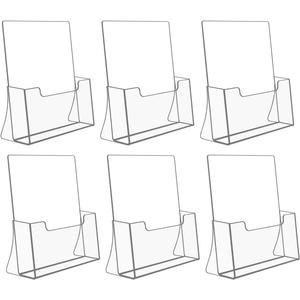 NIUBEE 6 Pack Acrylic Brochure Holder 8.5 x 11 inches, Clear Acrylic Literature Holder Plastic Flyer Display Stand, Acrylic Countertop Organizer for Magazine, Pamphlet, Booklets, Menu, Journals