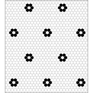Itsy Bitsy Mini Black and White Hexagon Flower Tile Dollhouse Flooring Wallpaper 1:12 Scale Peel and Stick 12In x 18In Self-Adhesive, SF-O-WAL1597-PS-L