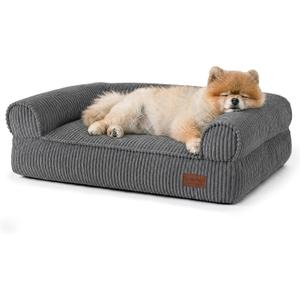 FUKUMARU Dog Couch Bed, Corduroy Cozy Cat Bed, Waterproof, Washable Cover 28in Orthopedic Dog Beds Sofa for Small Dogs and Large Cats, Cute Warm Cotton Pet Sofa 28.3"Lx20.5"Wx9"Th