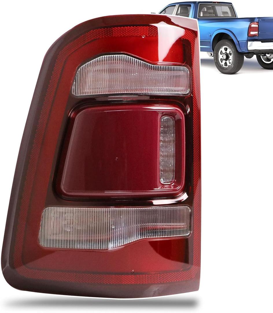 LED Tail Lights Red Cover w/o Blind Spot Detection Compatible With 2019-2023 Dodge Ram 2500 Left Driver Side Replace:68361717AD