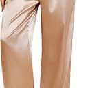 Ekouaer Womens Silk Satin Pajama Pants Casual Loose Lounge Pants Drawstring Elastic Waist Wide Leg Pj Bottoms with Pockets