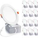 12 Pack 6 Inch Ultra-Thin LED Recessed Ceiling Light with Junction Box, LED recessed Lighting 6 inch 12W 110W Eqv, LED Downlights,1050LM High Brightness can Lights