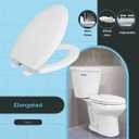 Centoco Elongated Toilet Seat, Heavy-Duty Wood Core with Plastic Scratch-Resistant Finish, Soft Close, Made in the USA, 900SC-001, White
