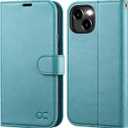OCASE Compatible with iPhone 15 Wallet Case, PU Leather Flip Folio Case with Card Holders RFID Blocking Kickstand [Shockproof TPU Inner Shell] Phone Cover 6.1 Inch 2023, Mint Green