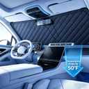 Foldable Windshield Sunshade | 5-Layer Laser Reflective Oxford Fabric Car Sun Shade with Steel Frame | UV Protection Heat Shield Sun Visor | Keeps Interior Cool & Protects Dashboard L(58 * 31 inch)