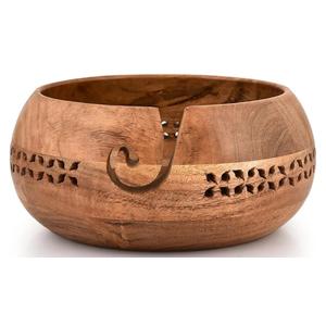 Kimona Yarn Storage Wooden Yarn Bowl Knitting Bowl Large Crochet Yarn Holder Gifts for Women (8" X 8" X 4")