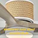 60in Boho White Ceiling Fan Lights with Remote Control 3 Blade Hemp Rope Ceiling Fans with Light Coastal Weathered Wood Ceiling Fan Outdoor Farmhouse Fan Light for Patio Living Room Kitchen