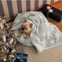 LE SURE Waterproof Puppy Blanket for Medium Dogs - Washable Double Sided Dog Blankets with Warm Jacquard Shag and Soft Sherpa Fleece, Pet Cat Blanket for Couch Protection, Bow Design, Star, Grey