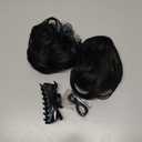 SARLA 2PCS Black Messy Bun Hair Pieces for Women Detachable Claw Clip Wavy Curly Synthetic Hairpieces for Updos with Tendrils Fake Scrunchies Ponytail Extension