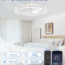 ZMISHIBO 24 Inch Ceiling Fans with Lights and Remote, Modern Low Profile Ceiling Fan, 3000-6000K Dimmable Flush Mount LED Fan Light, 6 Wind Speeds, Fandelier Ceiling Fans for Bedroom- White
