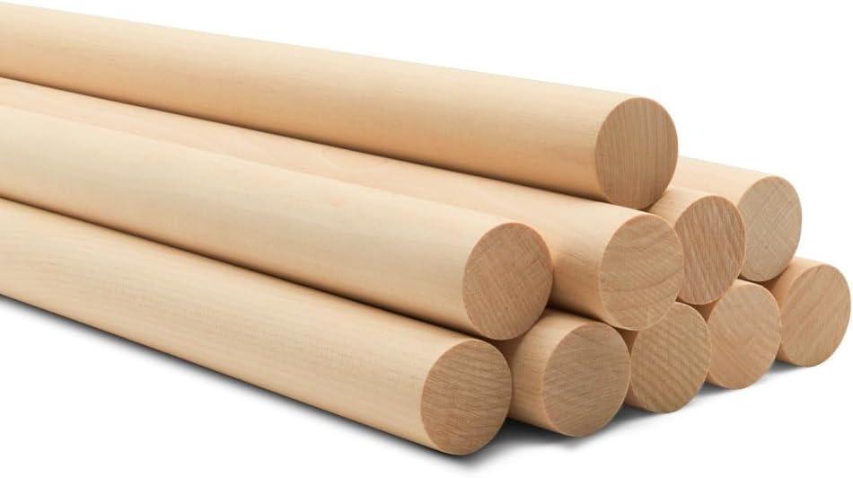 Wooden Dowel Rod, 3/4 Inch x 18 Inch Wood Dowels, Pack of 5 Wooden Dowels for Crafts, Unfinished Hardwood Wood Dowel Rods for Crafting and DIYers
