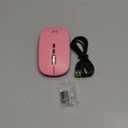 HOTLIFE LED Wireless Mouse, Slim Rechargeable Wireless Bluetooth Mouse, 2.4G Portable USB Optical Computer Mice with USB Receiver and Type C Adapter (Pink)