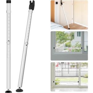 2 Pack 2-in-1 Door Stoppers Security, Upgrade Sliding Door Security Bar, Heavy-Duty Door Jammer Door Stopper for Sliding Window, Adjustable Door Jammer for Home, Apartment, and Hotel, White