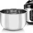 Linkidea Rice Cooker Inner Pot Replacement, 304 Stainless Steel Pressure Cooker Pot, Dishwasher Safe Cooker Replacement Inner Bowl Compatible with AROMA-ARC-954SBD 4 Cups Cooker (Silver)