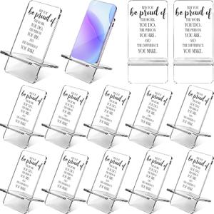 Sliner 10 Pcs Employee Appreciation Gifts Bulk Acrylic Phone Stand for Desk Office Inspirational Thank You Gift for Team Staff Coworkers Volunteer Nurse Teacher Week Colleagues