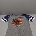 Patriotic Shirts for Women 4th of July T Shirts American Flag Graphic Tees Tops Raglan Short Sleeve Fourth of July Outfits (Medium, Grey Sunflower)