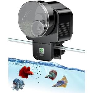Pawfly Automatic Fish Feeder for Aquarium - 60 ml Adjustable Food Dispenser With Auto Timer for Pellets, Granules & Strips - Holiday Timer, Battery Operated (Not Included)