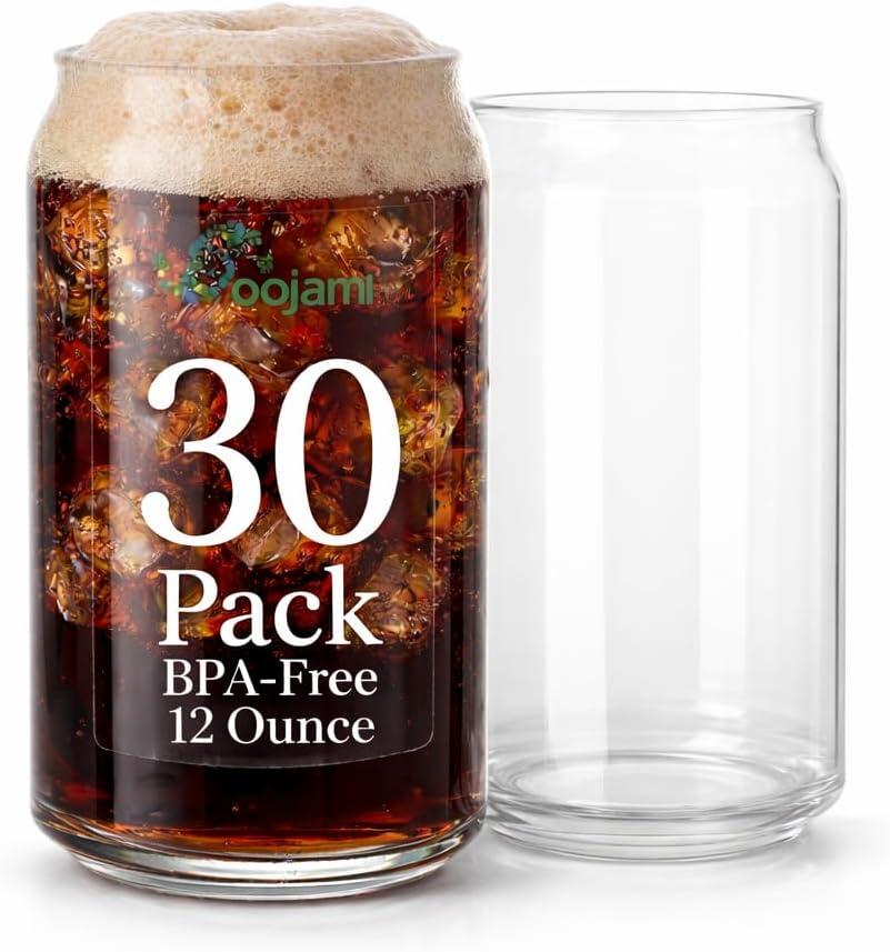 Oojami 30 pcs Can shaped Plastic Disposable Stemless Shatterproof BPA-Free drinking cups Beer Iced Coffee Mocktails, Cocktails Soda Water, Iced Tea, Boba, Home, Bars Wedding, Party, 12 Ounce