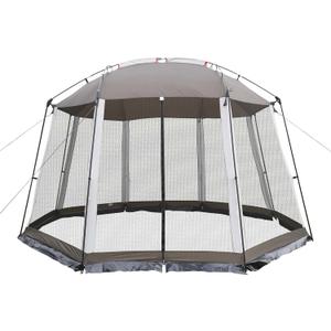 HYPER VENTURE Screen House 13x13 Feet Octagonal Mesh Canopy Camping Gazebo Shelter Tent for 8-10 People Outdoor Party Activities, Grey