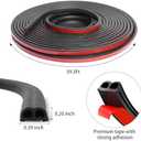 Car Door Seal Strip, 39.3 Feet Long Self Adhesive Auto Rubber Door Weather Stripping Draft Seal Strip with Double Hole, Auto Weather Stripping Edge Protector for Car Window and Door, Engine Cover