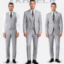 Men's 3 Piece Slim Fit Suit Set, Jacket Vest and Pants for Men (Gray, 5XL)