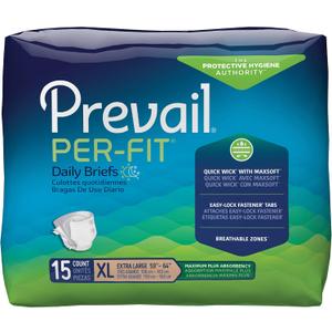Prevailper-Fit Maximum Plus Absorbency Incontinence Briefs Extra Large 15Count Breathable Rapid Absorption Discreet Comfort Fit Adult Diapers