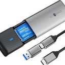 Tool-Free M.2 Enclosure USB C/USB A, Aluminum with 11.81in Cable, NVMe & SATA SSD Enclosure for M2 2230/2242/2260/228 in M-Key/(B+M) Key - Grey