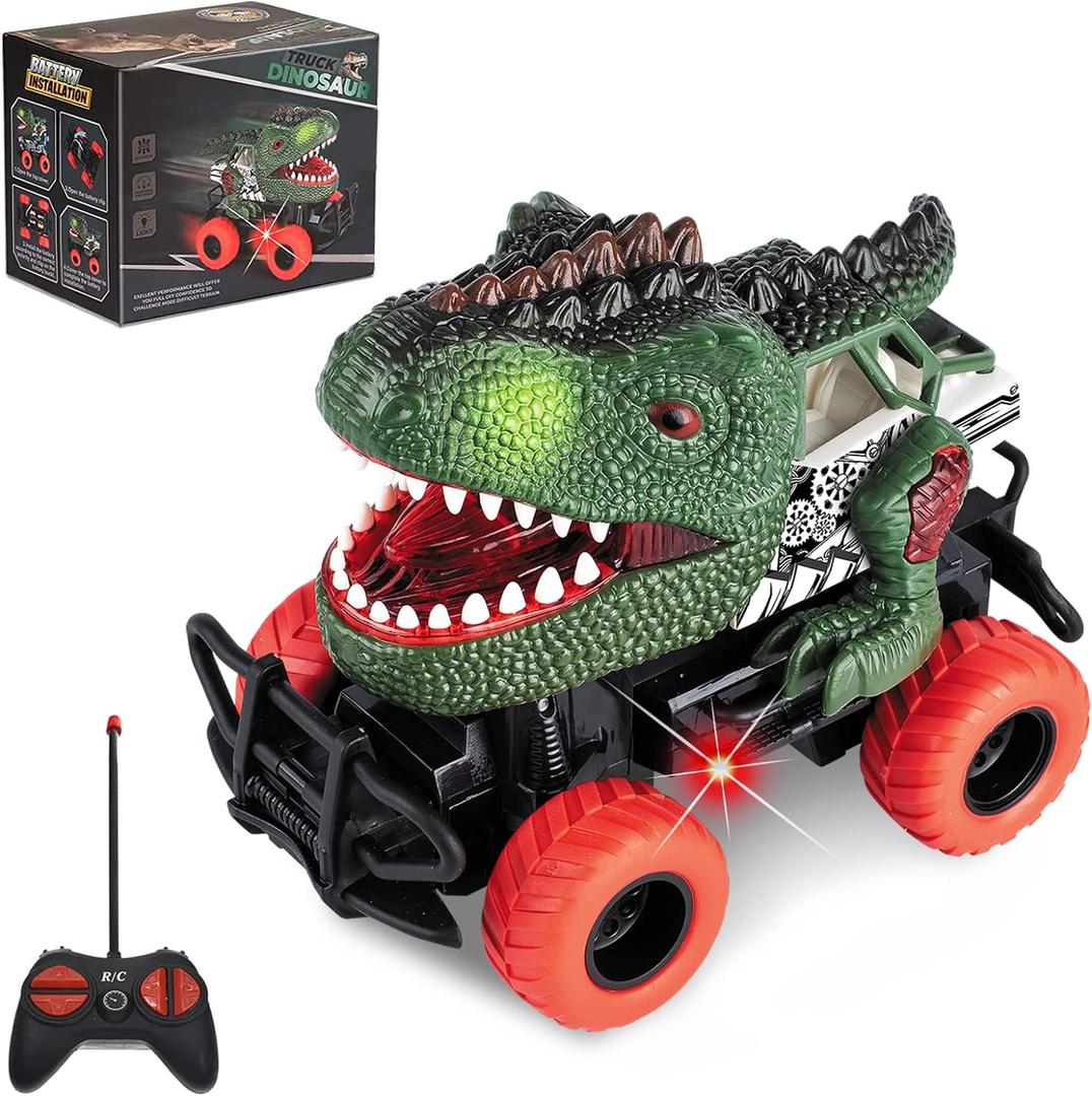 Dinosaur Toys Remote Control Car for Kids 3-7, Dino RC Car for Toddler Kids Toys Age 3 4 5 6 7 Boys and Girls Christmas Birthday Gift (Green)