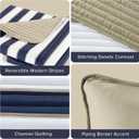 Comfort Spaces Quilt Set Trendy Casual Fun, Vibrant Color Design, Hypoallergenic All Season, Lightweight Coverlet Bedspread Cozy Kids Bedding & Sham Twin/Twin XL Verone White Blue Stripe 2 Piece