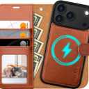 OCASE for iPhone 17 Pro Detachable Wallet Case with Card Holder, 2 in 1 PU Leather Flip Folio with RFID Blocking Stand Wrist Strap Shockproof Phone Cover 6.3 Inch 2025, Brown