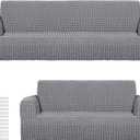 Fanfanwin 2 Pcs Chair Sofa Slipcover Set Couch Sofa Covers Furniture Cover Armchair Stretch Christmas Washable Couch Protector for Loveseat Large Oversized Cushion Durable High Elastic(Grey)