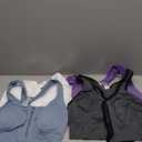 Zip Front Sports Bra for Women - Medium Support Racerback Workout Bra with Removable Pads & Double Hooks Medium, Grey+purple+white+light Blue