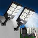 ZJOJO Solar Lights Outdoor Waterproof, 6500K 10000LM Solars Street Lights Outdoor Dusk to Dawn Wide Angle Motion Sensor and Remote, 336LEDs Solar Flood Light for Patio, Parking Lot & Driveway-2 Pack