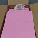 Toovip 100 Pack 8x4.75x10 Inch Medium Light Pink Kraft Paper Bags with Handles Bulk, Gift Wrap Bags for Favors Grocery Retail Party Birthday Shopping Business Goody Craft Merchandise Take Out Sacks