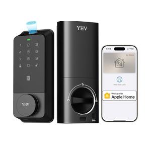 Smart Door Lock with Apple Home Key, Fingerprint Keyless Entry Door Lock Safety Keypad Deadbolt with Code, Built-in Wi-Fi, IP65, Supports Apple Homekit, Alexa, Google for Front Door or Back