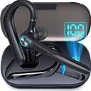 Bluetooth Headset Wireless Earpiece 60Hrs Playback Built-in Dual Mic Noise Canceling Wireless Headset Earphone with 400mAh LED Charging Case for Business Office Trucker (Black)
