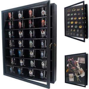 FramePro Shadow Box Frame 16x20 with Removable Shelves, Deep Memory Box Display Case for Collector, Keepsake Coins Military Medals Pins Wedding Flowers Black